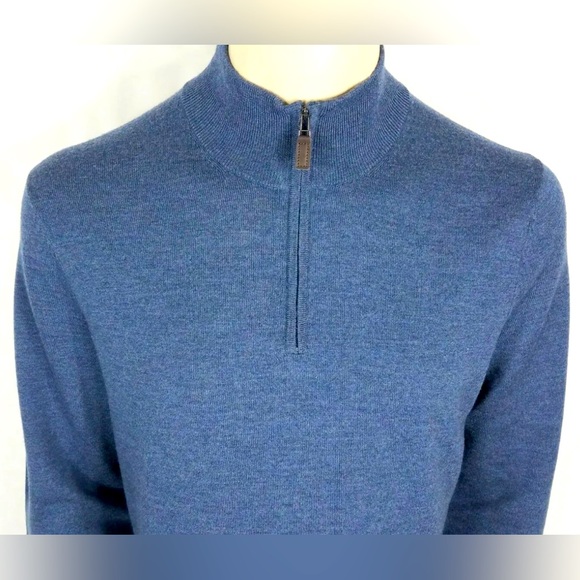 Jos. A. Bank Traveler blue 100% Merino Wool 1/4 zip pullover sweater mens XXXL - Picture 1 of 5